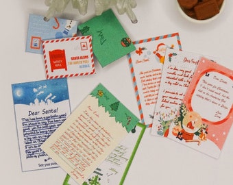 Miniature Santa Letters & Envelopes - Set of 6 letters and 3 envelopes for dollhouse in 1:12 scale