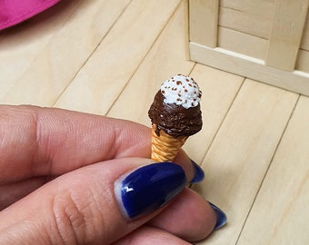 Dollhouse Ice Cream - Miniature ice cream for dolls - Mini ice cream with vanilla and chocolate - Handmade doll food