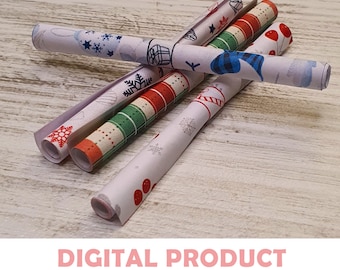 Unique Mini Christmas Wrapping Paper – 1:12 Scale Printable Holiday Set for DIY Dollhouse Magic