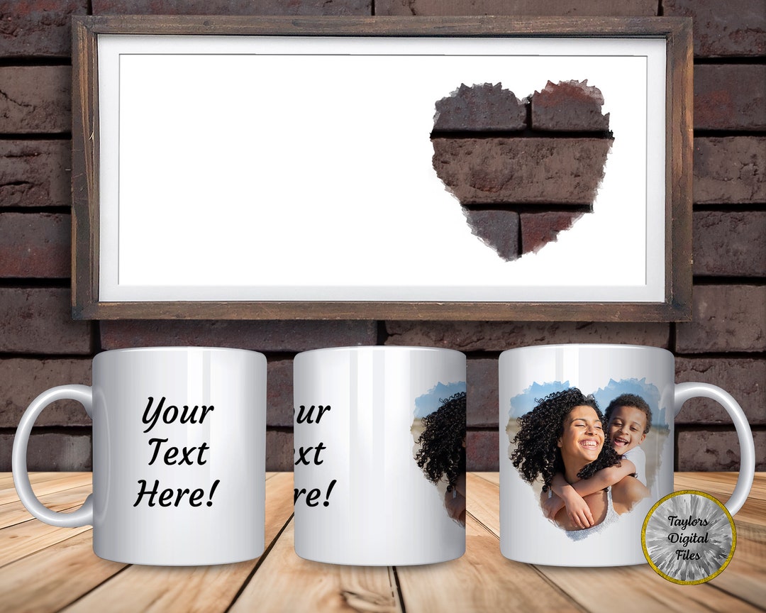 Heart Mug Wrap Sublimation Design PNG, Digital Template for Photo Mug ...