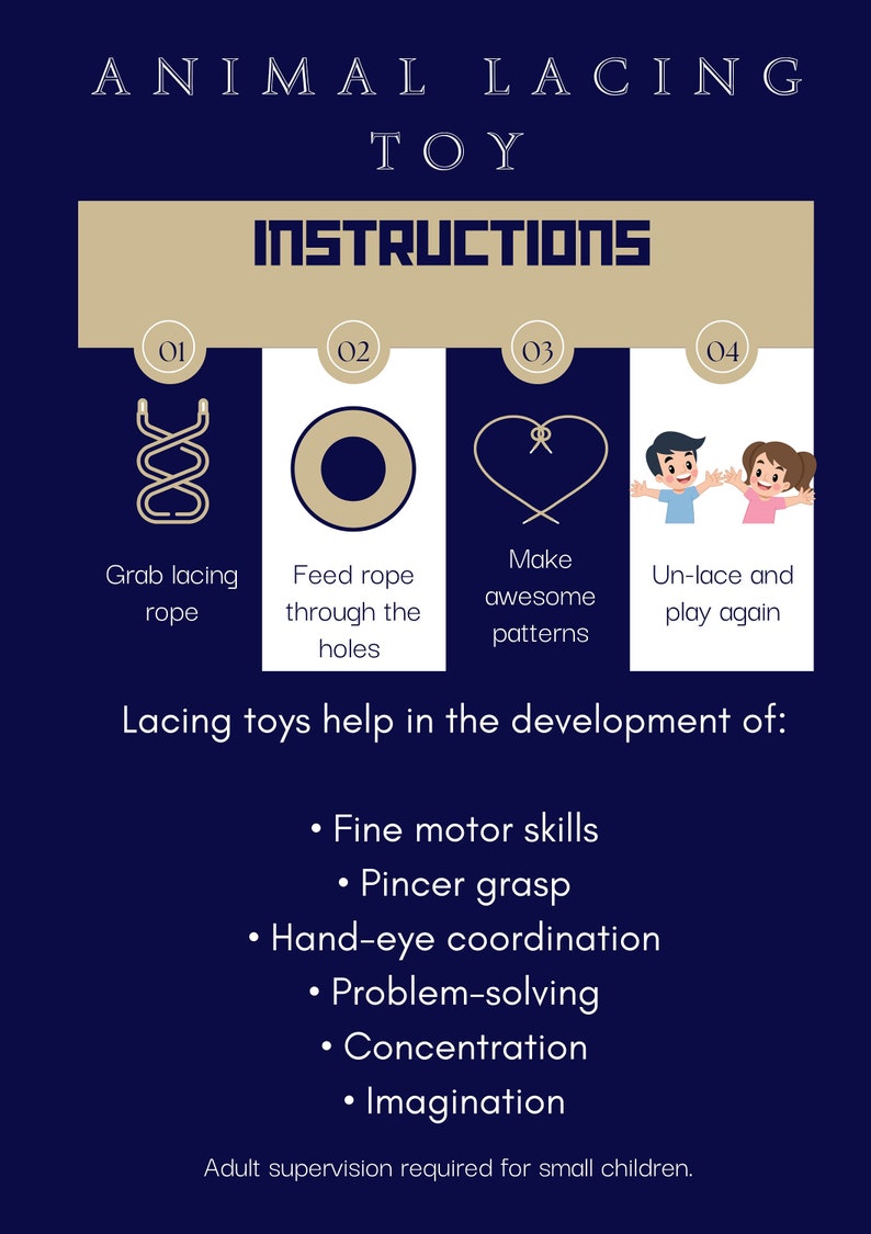 Step By Step Lacing Skills For Preschool Developmental Quality Reference: Farm Animal Lacing Toy Montessori Lacing Toy