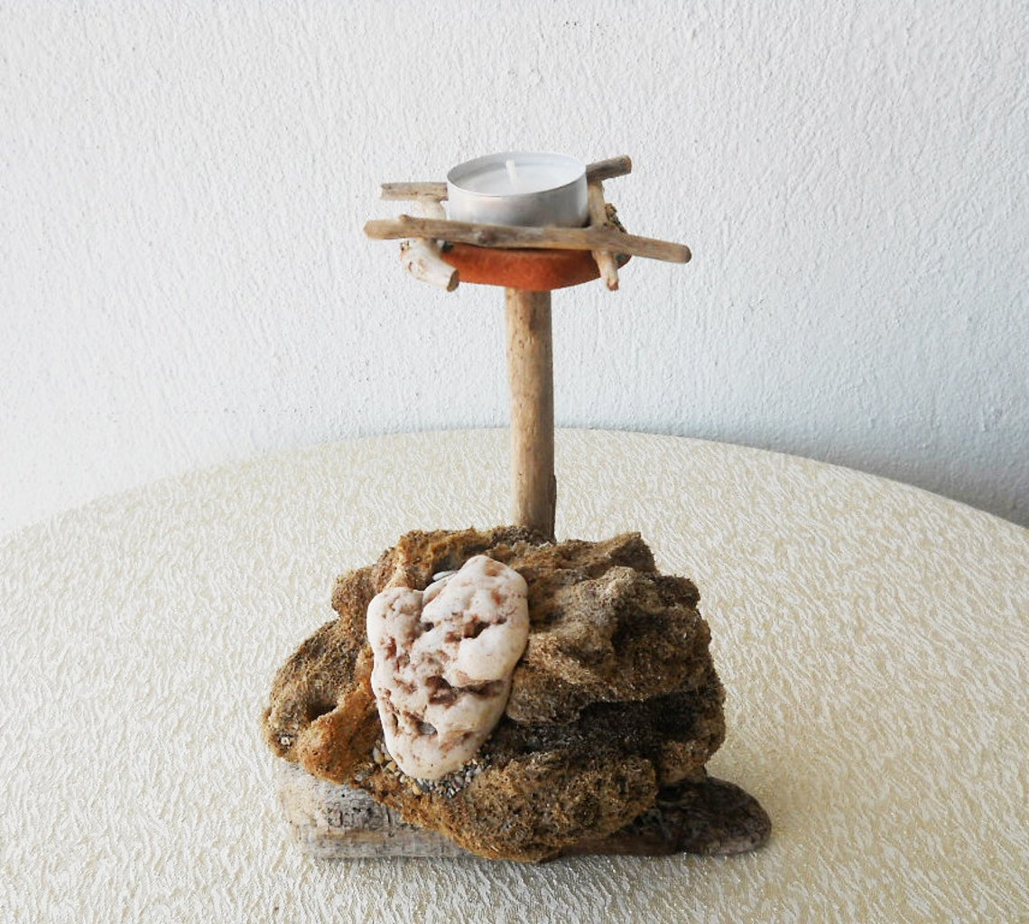 Driftwood Tea Light Candle Holdersea Sponge Candle Holder Etsy