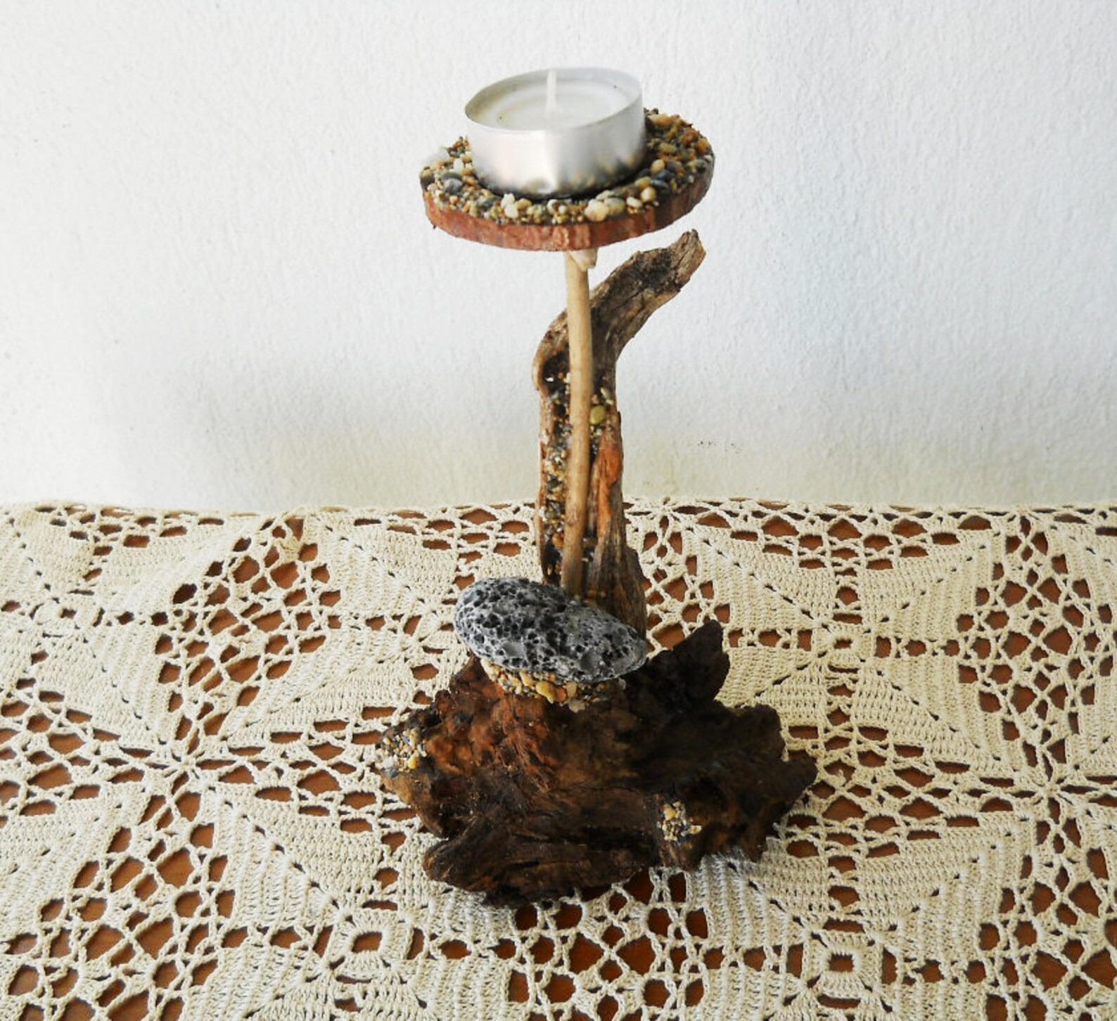 Driftwood Tea Light Candle Holderwooden Candle Holder Table Etsy