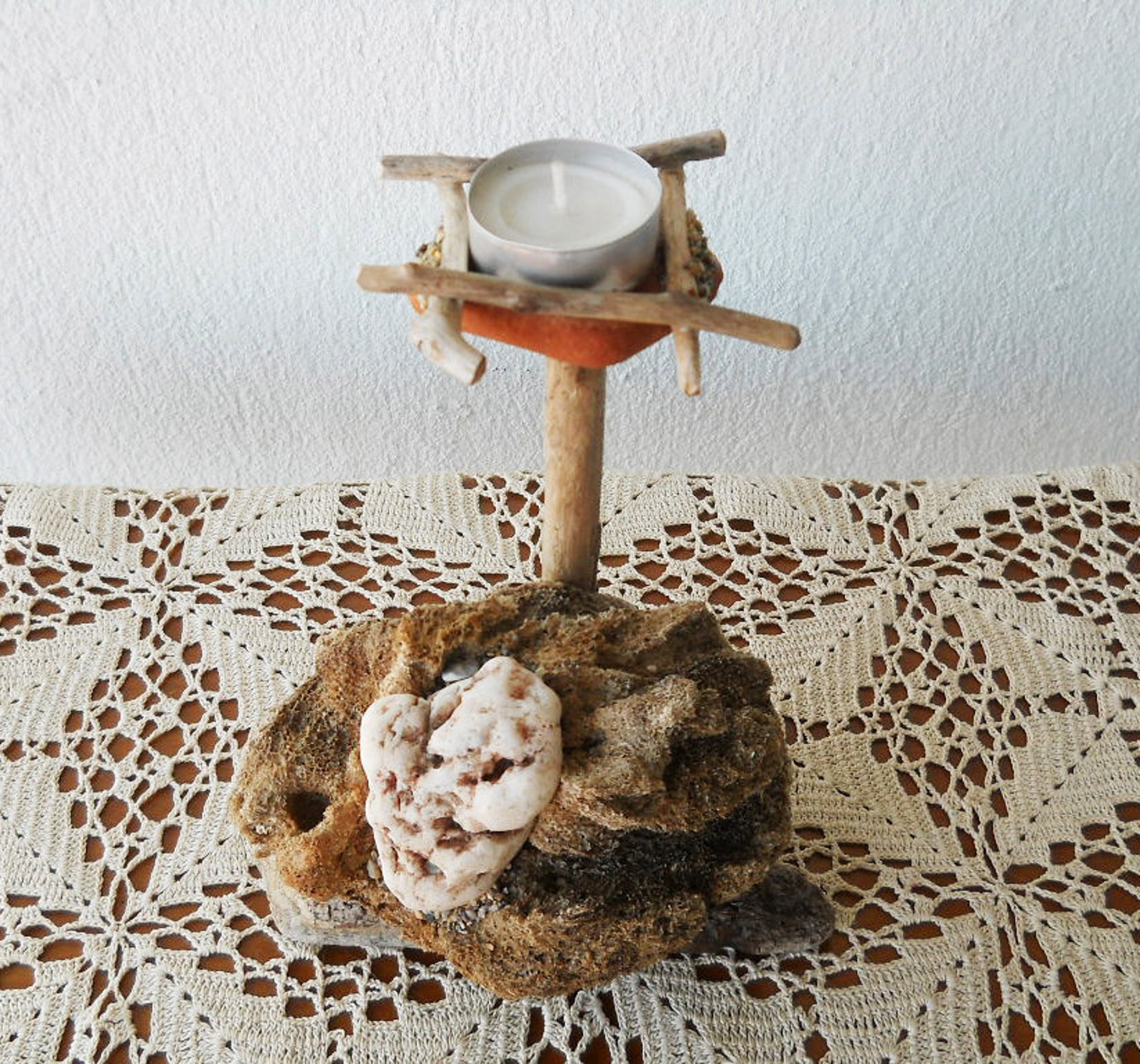 Driftwood Tea Light Candle Holdersea Sponge Candle Holder Etsy