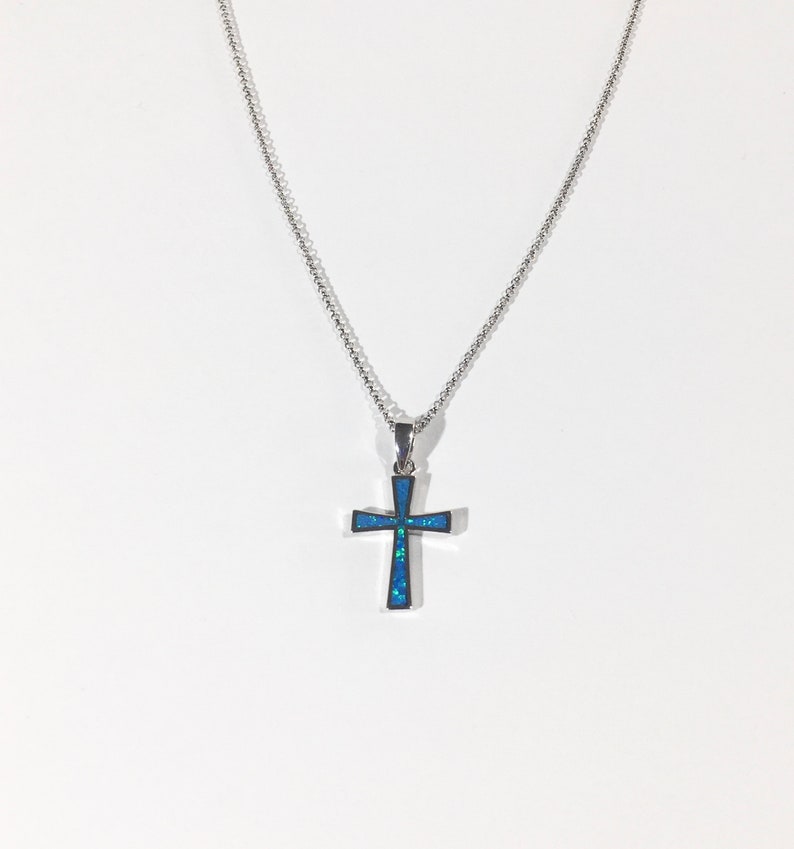 Silver pendant 925 with Opal Cross