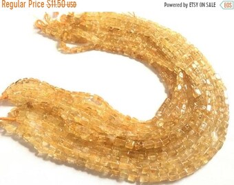 Citrine 3D Box Beads Box Beads Citrine Beads Semi Precious Natural Yellow Citrine Cube 5-6mm Smooth Cube 16 Inch Strand