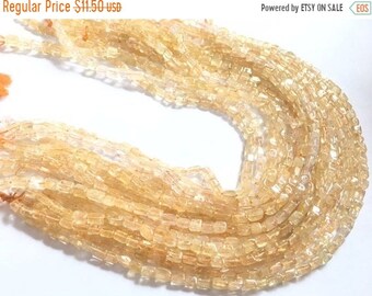 Citrine 3D Box Beads Box Beads Citrine Beads Semi Precious Natural Yellow Citrine Cube 5-6mm Smooth Cube 16 Inch Strand