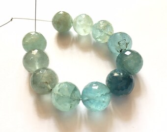 Geometric Faceted Natural Blue Aquamarine 10mm Round Beads - Etsy