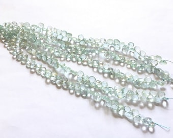 AAA Quality -- Natural Aquamarine Faceted Heart Briolettes , 5 - 6 mm approx , 7 inch strand