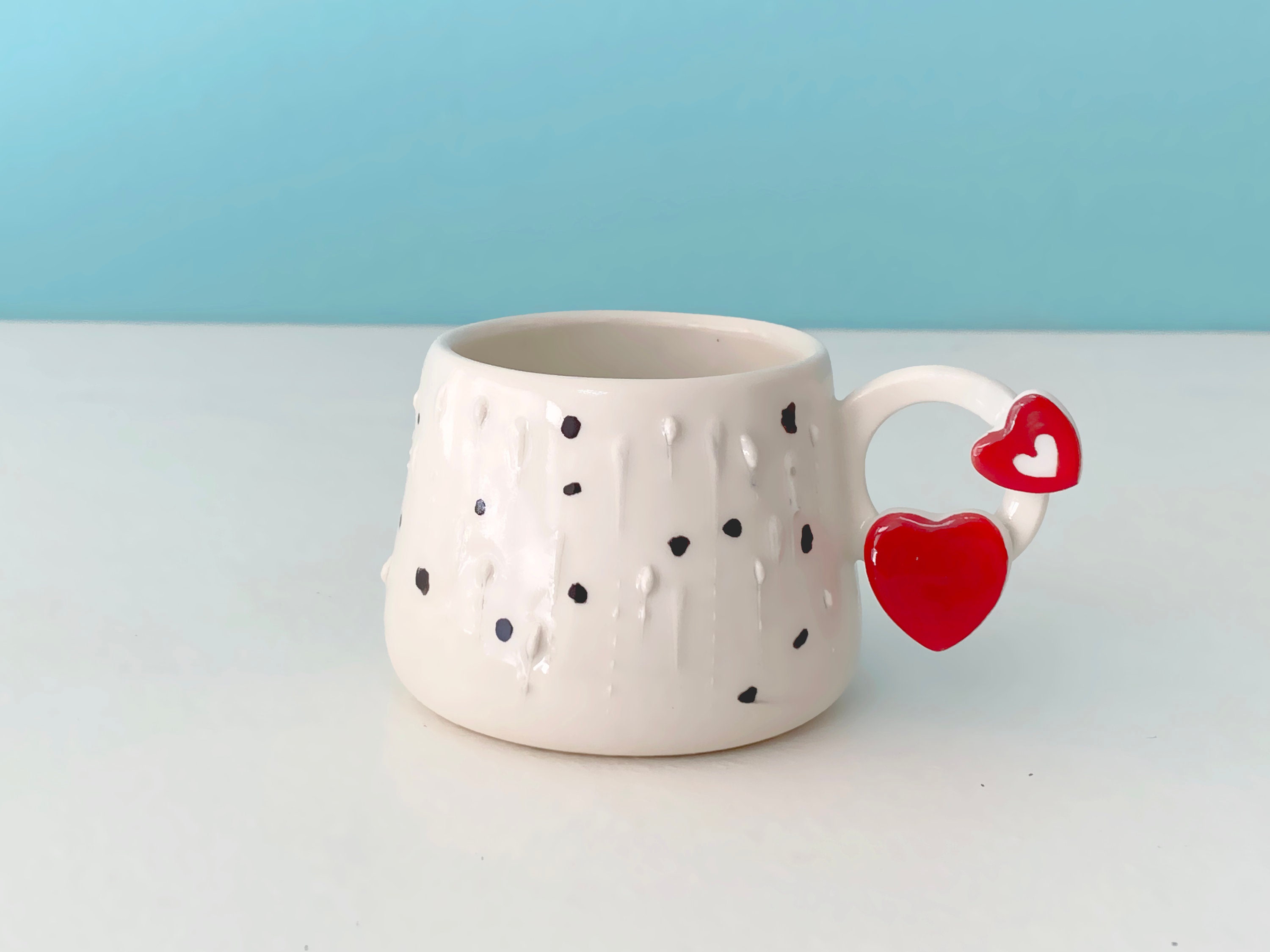 Tasse à Café/Tasse en Porcelaine Faite La Main et Sous-Verre | Assiette avec Amour - Détails Du Cœur