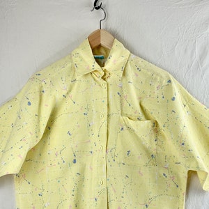 Vintage Top – Ardmore Collared Button-Up in Speckled Yellow Cotton