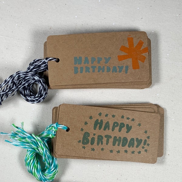 Gift Wrap - Pre-Strung Birthday Gift Tags  -- 12 pack