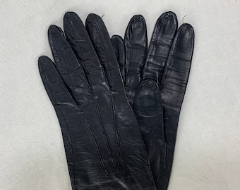 Vintage Accessory / Gloves - Mid-Arm Glove in Black Kid Leather