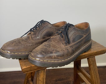 Vintage Accessory Shoes Dr. Marten Wingtip Oxfords 3989 in Brown Leather Etsy