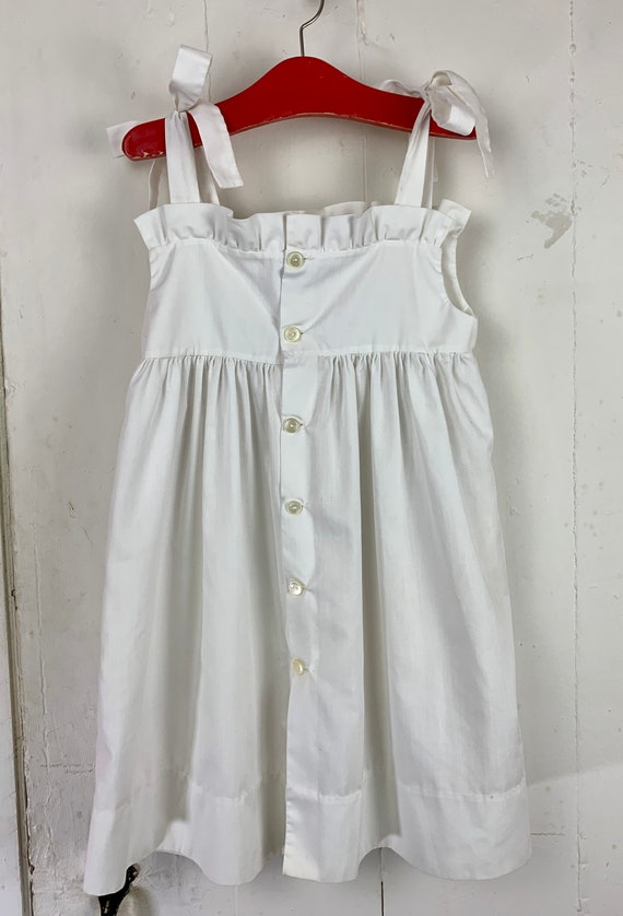 Vintage Baby / Toddler - Tie-Shoulder Dress in Wh… - image 5