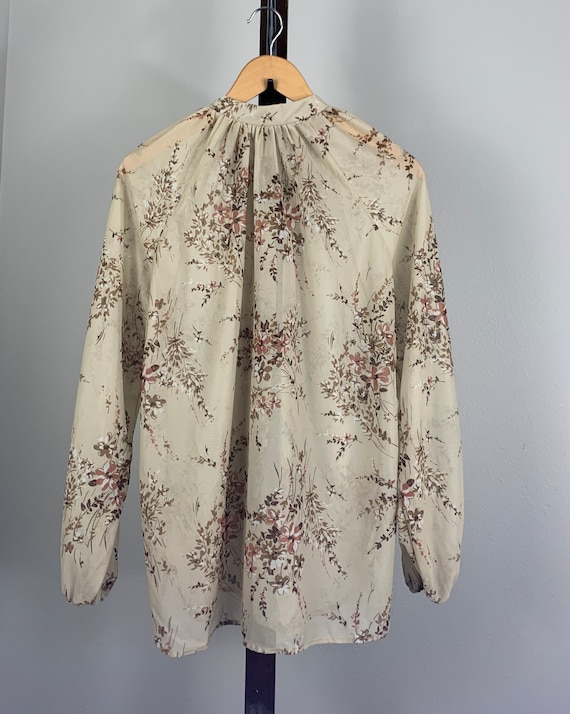 Vintage Top - Long-Sleeve Stand-Collar Button-Up … - image 2