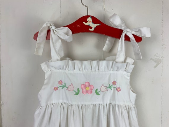 Vintage Baby / Toddler - Tie-Shoulder Dress in Wh… - image 2