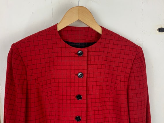 Vintage Suiting / Jacket - Long-Sleeve Collarless… - image 3