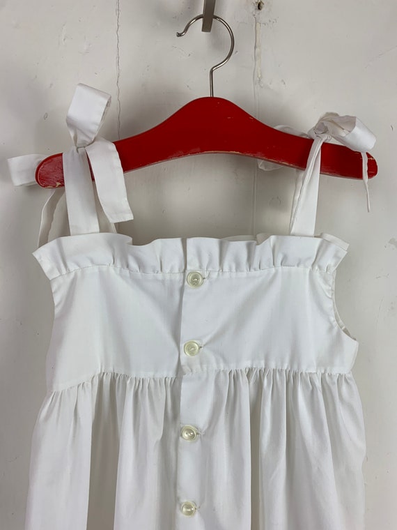 Vintage Baby / Toddler - Tie-Shoulder Dress in Wh… - image 7