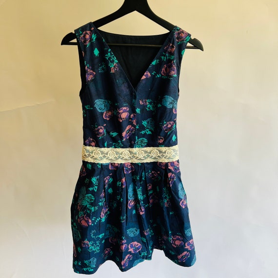 Bespoke Custom XXS Floral Linen Pleated Slip Dress - image 4
