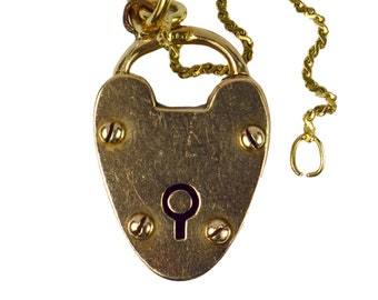 Heart Padlock 15K Yellow Gold Charm Pendant