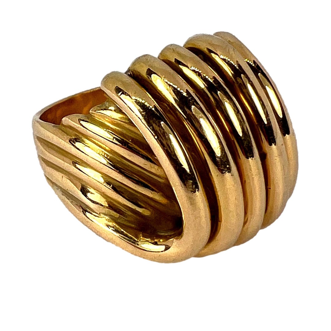 French Retro 18K Yellow Gold ‘spring’ Ring - Etsy