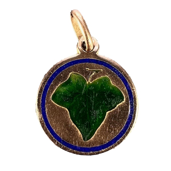 Ivy Leaf 9 Karat Rose Gold Enamel Love Charm Pendant