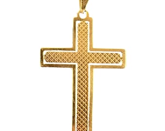 Vintage French 18K Yellow Gold Cross Pendant