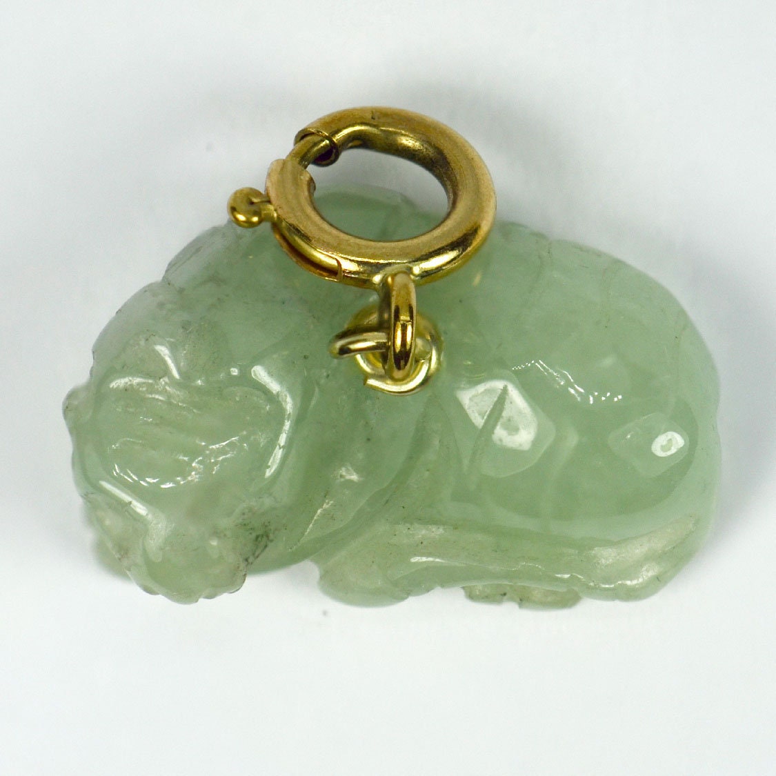 Carved Green Jade Tiger 9K Yellow Gold Charm Pendant - Etsy UK