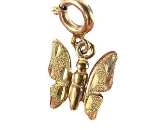 Butterfly 9K Yellow Gold Charm Pendant
