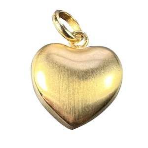 18K Yellow Gold Puffy Love Heart Charm Pendant