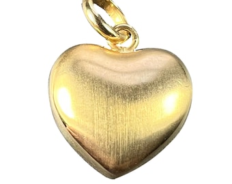 Colgante con dije de corazón de amor hinchado en oro amarillo de 18 quilates