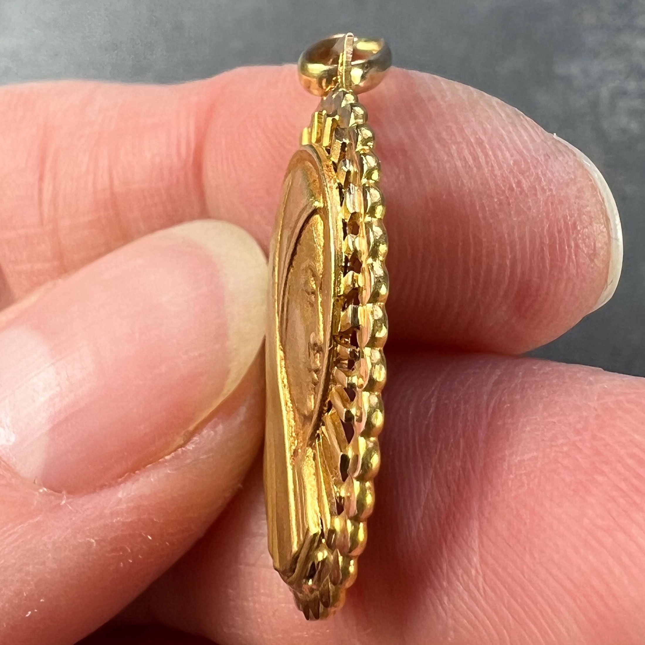 French Virgin Mary 18K Yellow Gold Religious Medal Pendant - Etsy