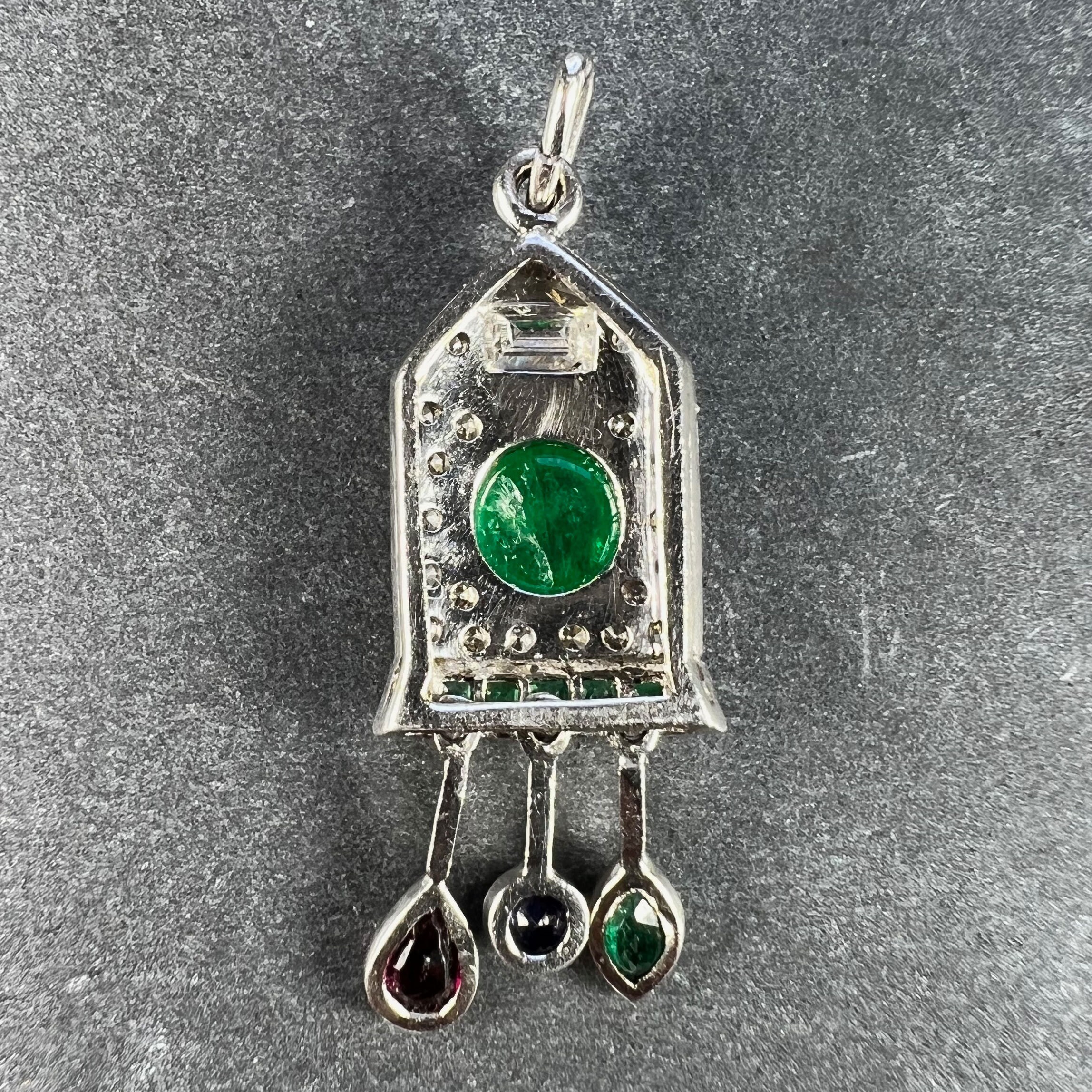 Art Deco Cuckoo Clock Platinum Diamond Emerald Ruby Sapphire Etsy