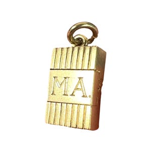 Vintage Deco Folding Fob Seal Initials AM 18K Yellow Gold Charm Pendant