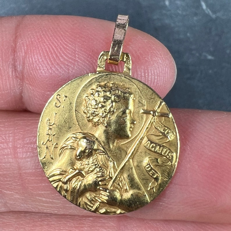 French Saint John the Baptist Jean 18K Yellow Gold Medal Pendant - Etsy