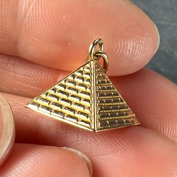 Egyptian Pyramid 18K Rose Gold Charm Pendant - image 6