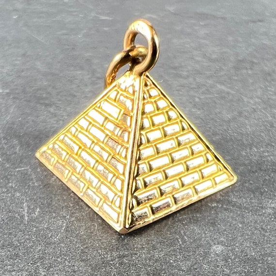Egyptian Pyramid 18K Rose Gold Charm Pendant - image 3