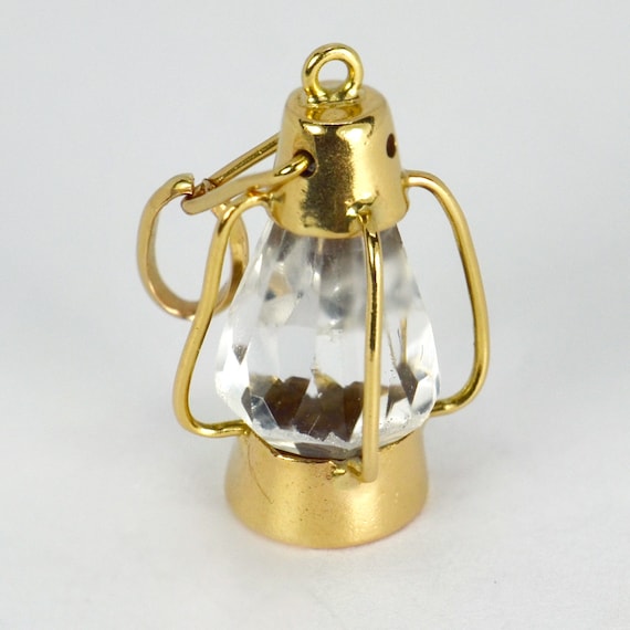 18K Yellow Gold Paste Lantern Charm Pendant - image 3