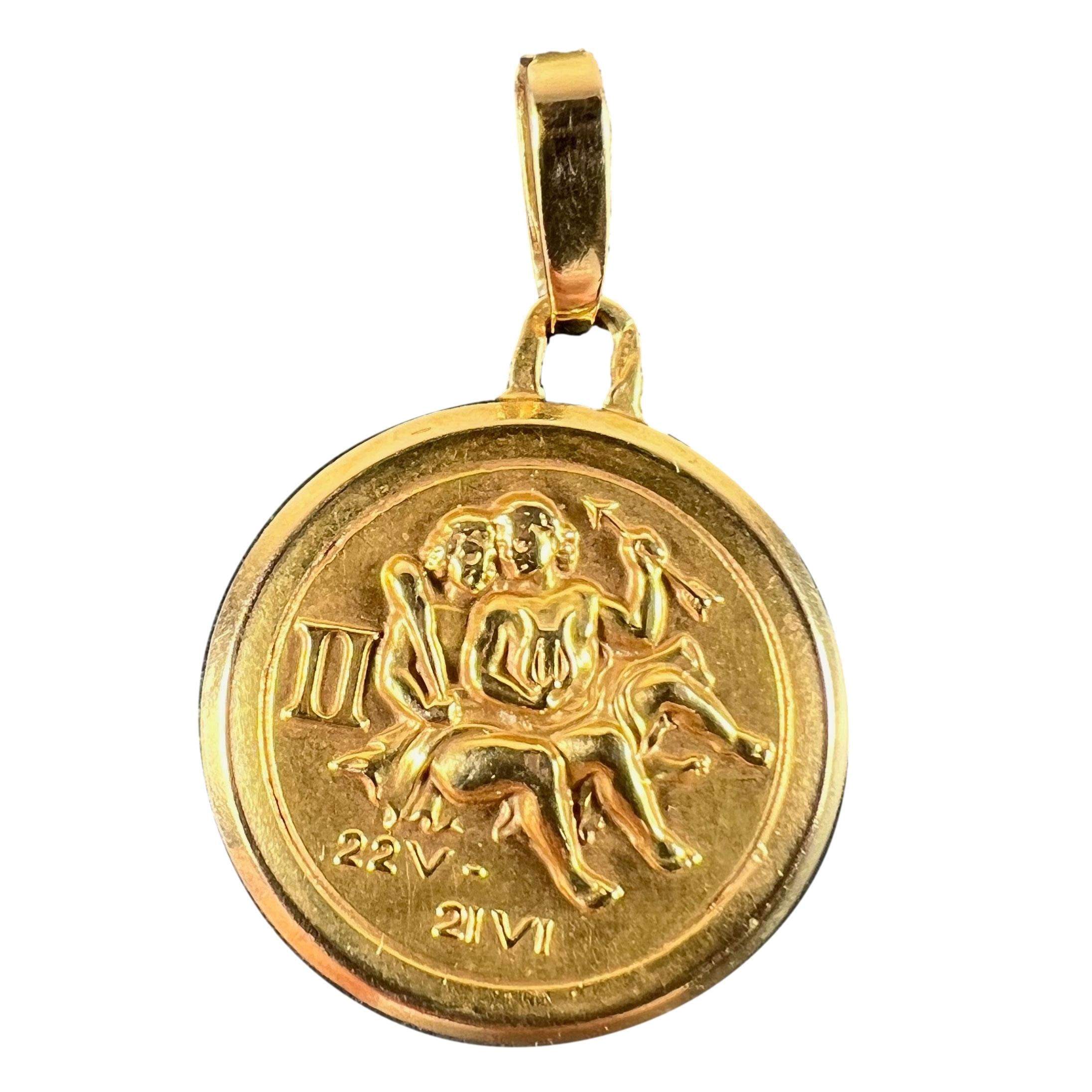 Pendentif Breloque Zodiaque GEMEAU - Gémeaux - Métal Acier Chromé Argenté