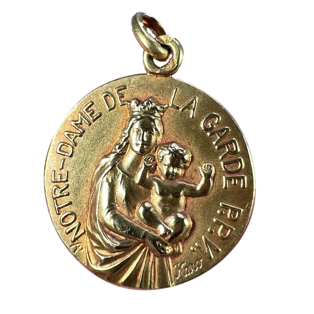French Notre Dame De La Garde Marseille Madonna 18 Karat Yellow Gold ...