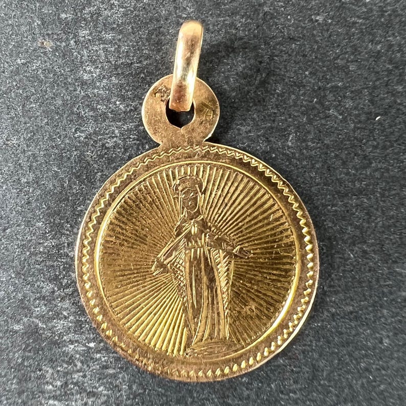 Antique French Virgin Mary 18K Yellow Gold Charm Medal Pendant - Etsy