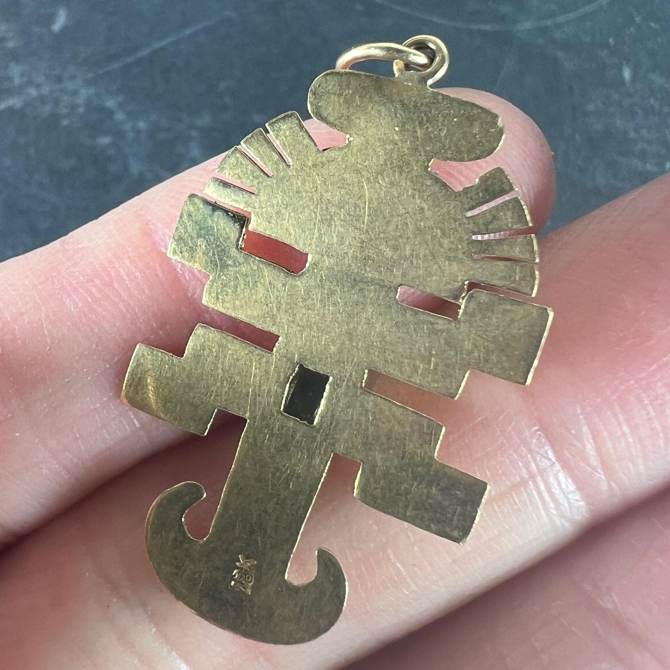 ヴィンテージ アステカ インカ 神のアイコン 18K イエローゴールド