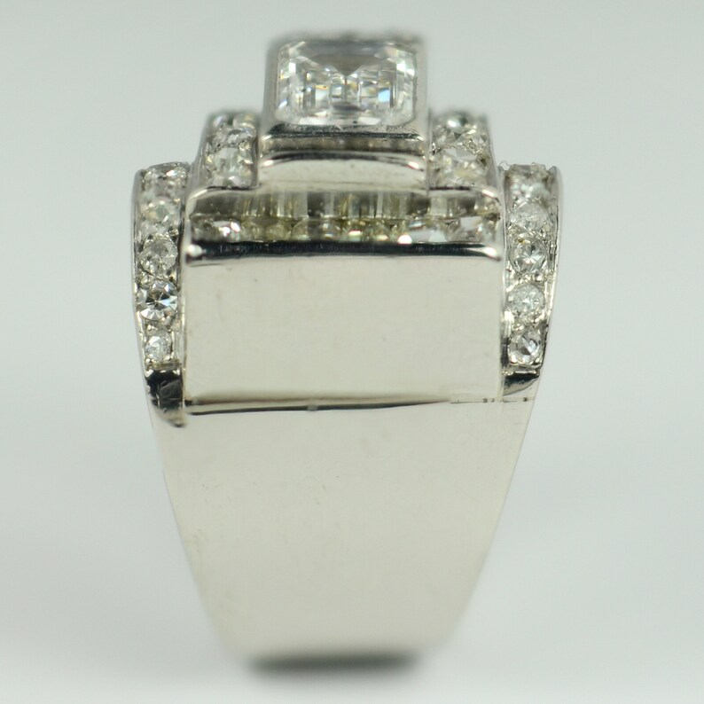 Art Deco Diamond Platinum Tank Ring Etsy UK