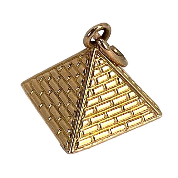 Egyptian Pyramid 18K Rose Gold Charm Pendant - image 1
