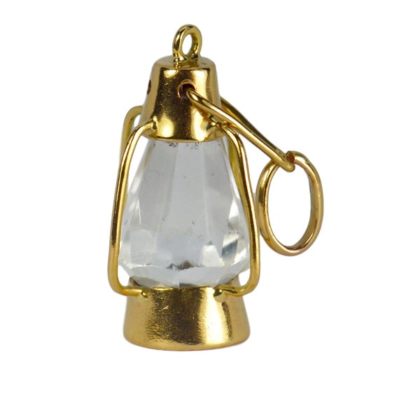 18K Yellow Gold Paste Lantern Charm Pendant - image 1