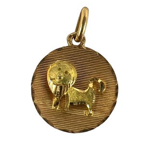 Vintage Franse Leeuw sterrenbeeld sterrenbeeld 18 kt geelgouden bedel medaille hanger