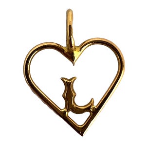 Colgante con inicial L y corazón de amor en oro amarillo de 18 quilates francés