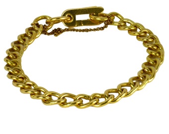 18 Karat Yellow Gold Faceted Curb Link Bracelet