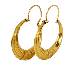 French 18 Karat Yellow Gold Creole Hoop Earrings